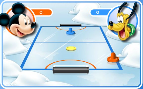 Picture from Air Hockey game with Mickey and Pluto as opponents